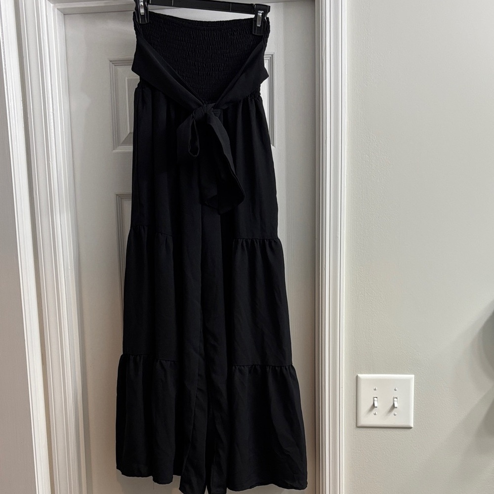 SHEIN Elegant Black Wide-Legged Tier Pants